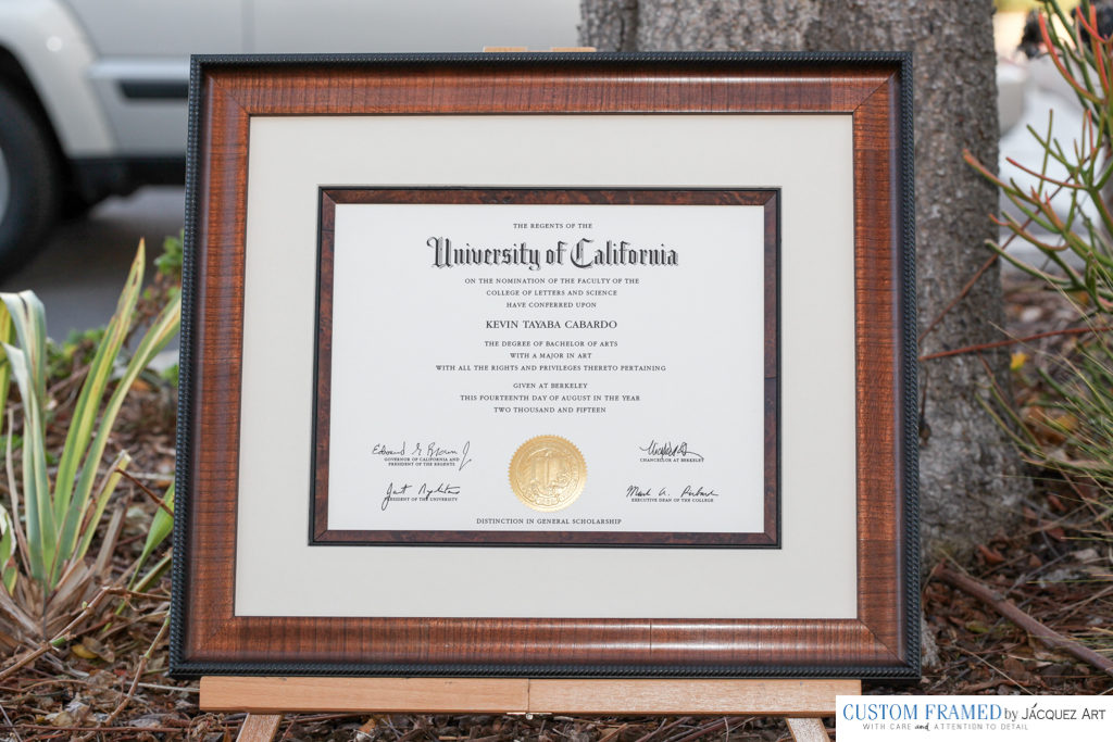 Diploma Custom Framing - Our most popular diploma custom framing style, includes frame with matching fillet, mat and museum glass.