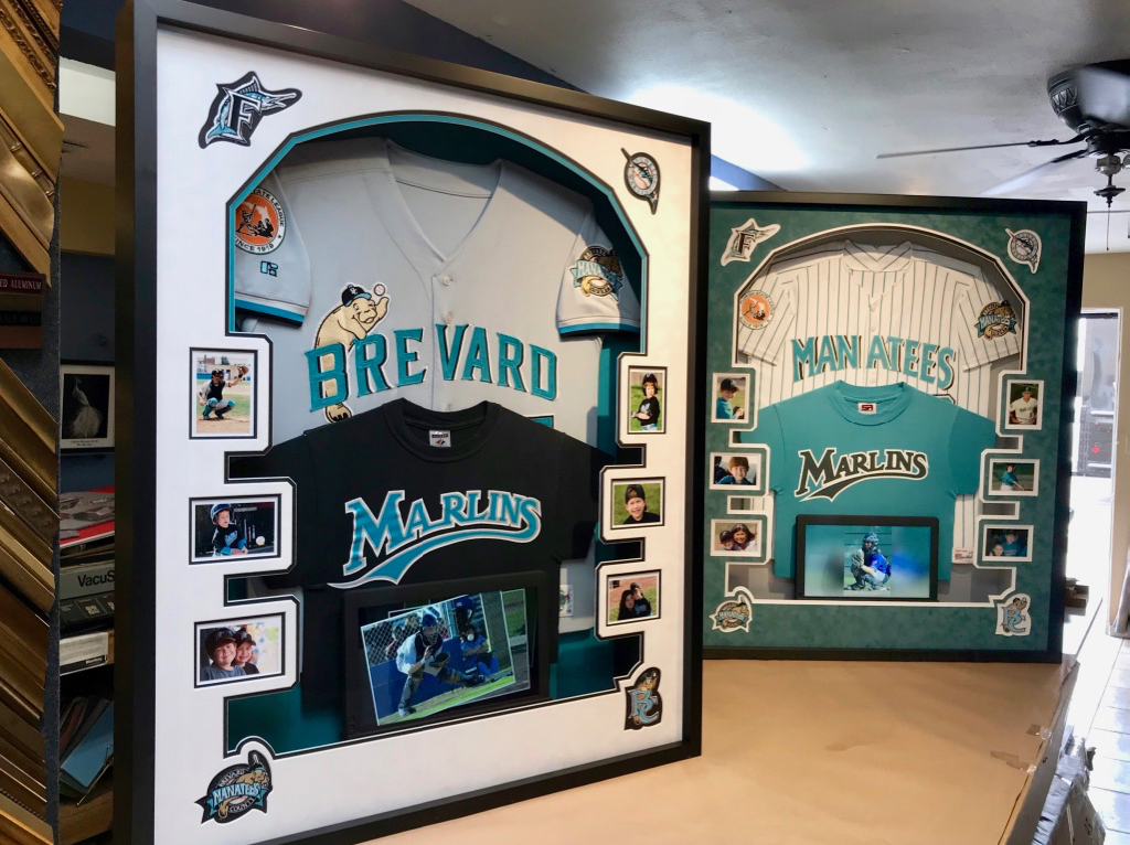 Jersey Framing with a Wi-FI enabled Photo Slideshow device