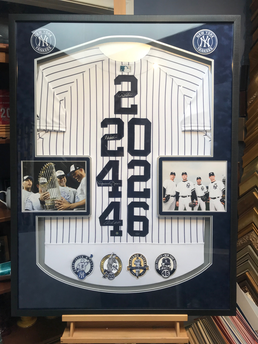 #9 Core Four Yankees Framed Jersey