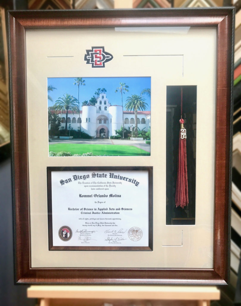 San Diego State University Diploma Custom Framed by