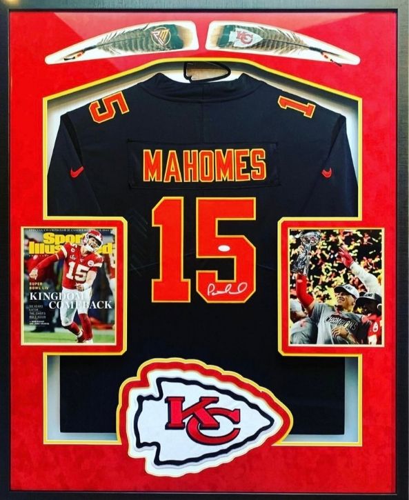 Patrick Mahomes Football Jersey Custom Framed by Jacquez Art