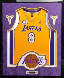 Kobe Bryant Los Angeles Lakers signed jersey framed memorabilia display by Jacquez Art