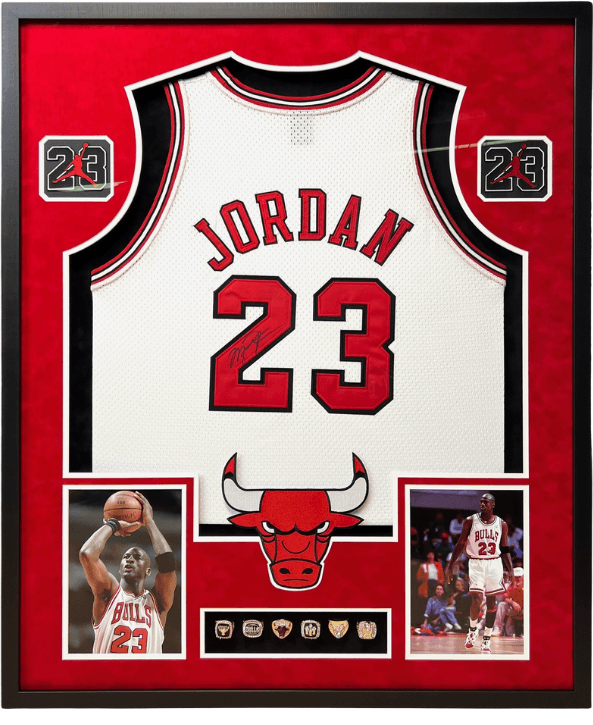 Custom Framed Michael Jordan signed jersey display
