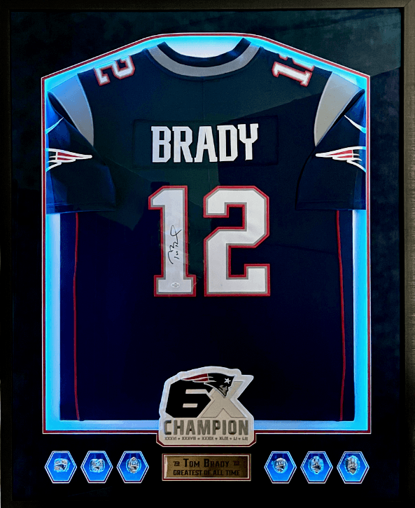 Tom Brady New England Patriots signed jersey shadow box display by Jacquez Art
