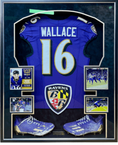 Ravens Ed Reed and Wallace signed jersey shadow box display by Jacquez Art