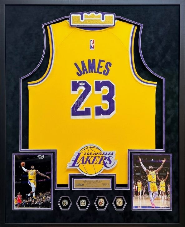 Lebron James Lakers signed Jersey framed by Jacquez Art